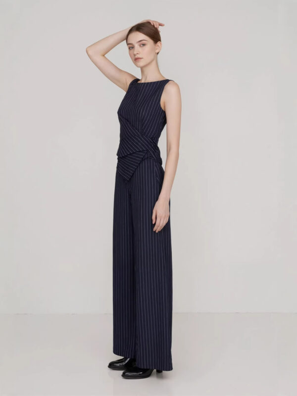 Fashion sleeveless asymmetrical top straight leg pants set2 Fashion sleeveless asymmetrical top straight leg pants set