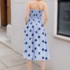 Polka Dot Sleeveless Fitted Slimming Dress Vacation Style Long Dress
