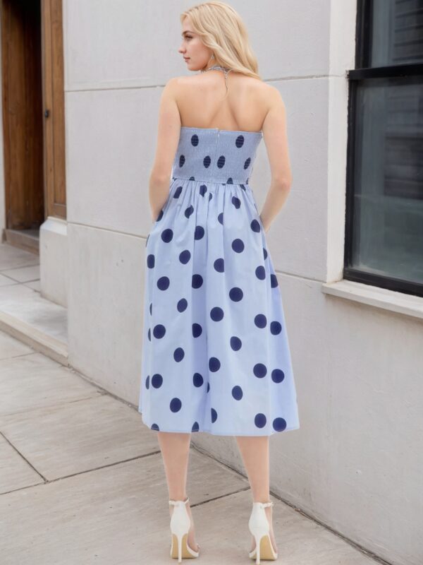 Polka Dot Sleeveless Fitted Slimming Dress Vacation Style Long Dress