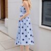 Polka Dot Sleeveless Fitted Slimming Dress Vacation Style Long Dress