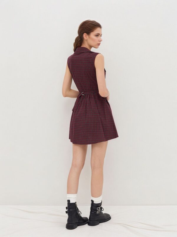 Polo-neck French-style vintage short dress