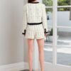 Little Chanel-style buttoned cardigan top and shorts set