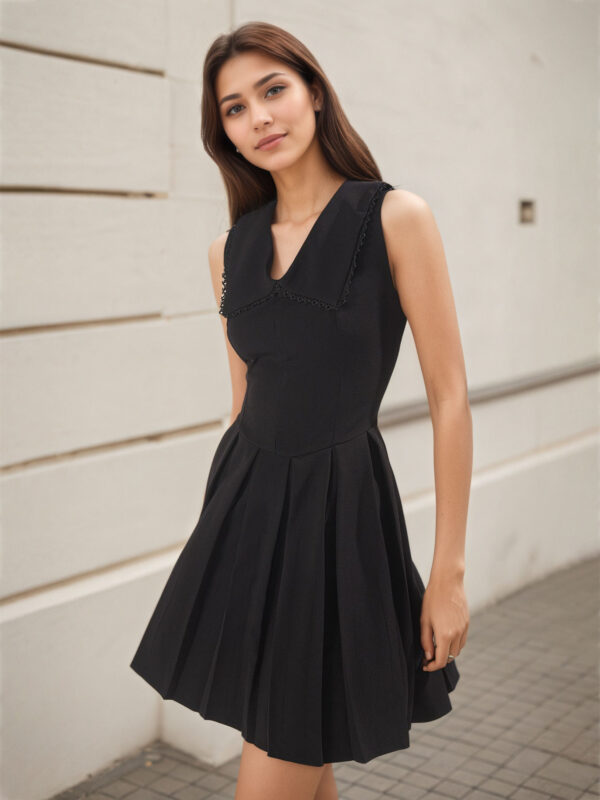 V-neck Fitted Versatile Wide Hem Dress1