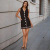 V-neck sleeveless single-breasted short skirt slimming embroidered dress French-style