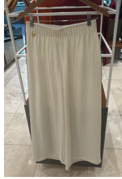 Women's Acetate Crepe Contrast-Waist Wide-Leg Trousers