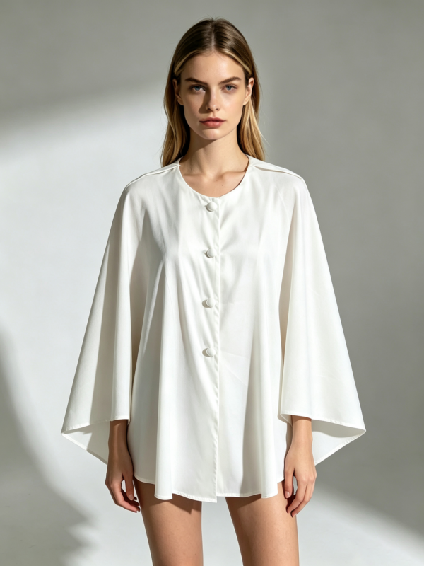 26090004_3-5 Loose Sleeveless Cape-Style Top