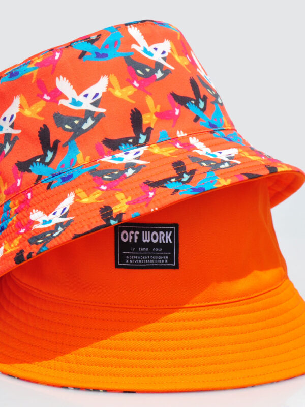 Colorful Pigeon Print Reversible Bucket Hat