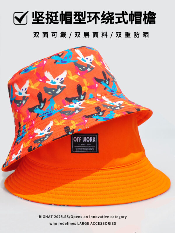 Colorful Pigeon Print Reversible Bucket Hat 26090010_17