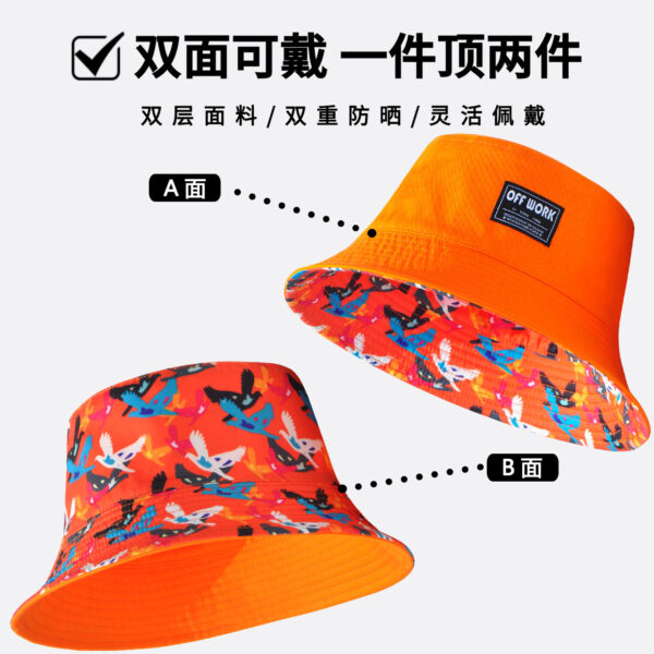 Colorful Pigeon Print Reversible Bucket Hat 26090010_22