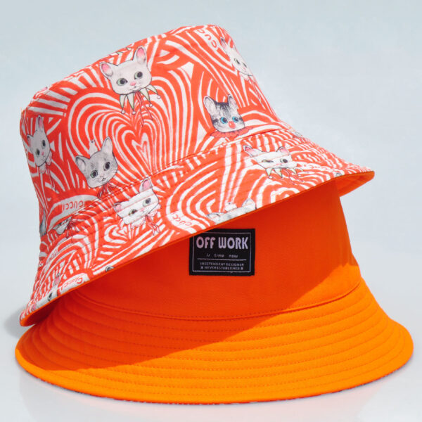 26090011_1 Cat Print Reversible Bucket Hat