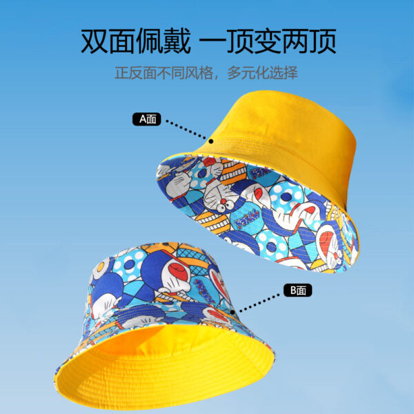 White Doraemon Print Reversible Bucket Hat 26090012_11