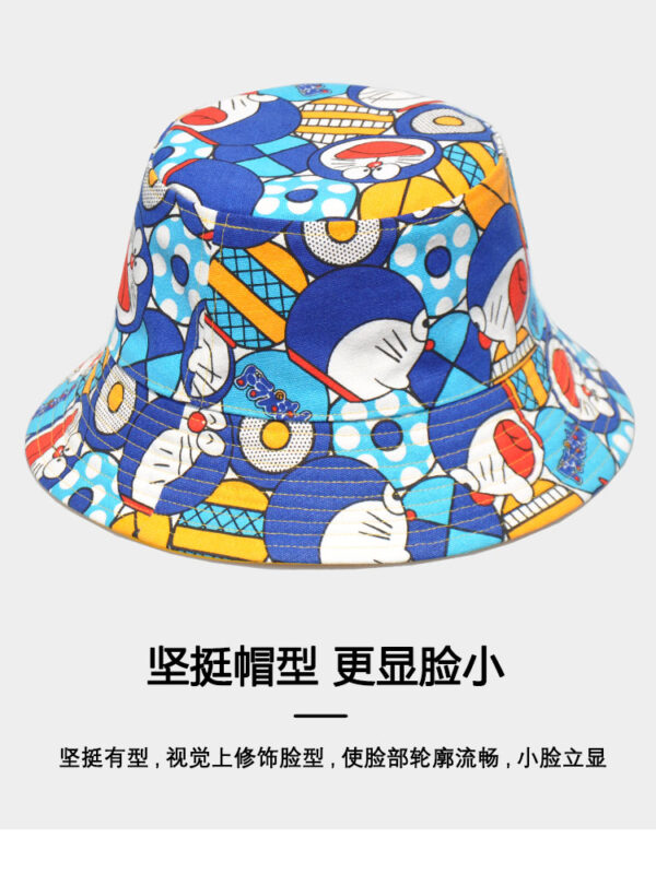 White Doraemon Print Reversible Bucket Hat 26090012_16