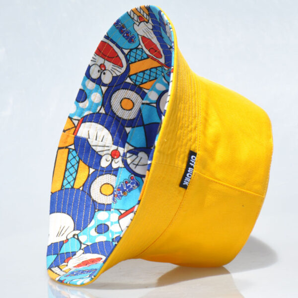 White Doraemon Print Reversible Bucket Hat 26090012_19