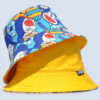 White Doraemon Print Reversible Bucket Hat
