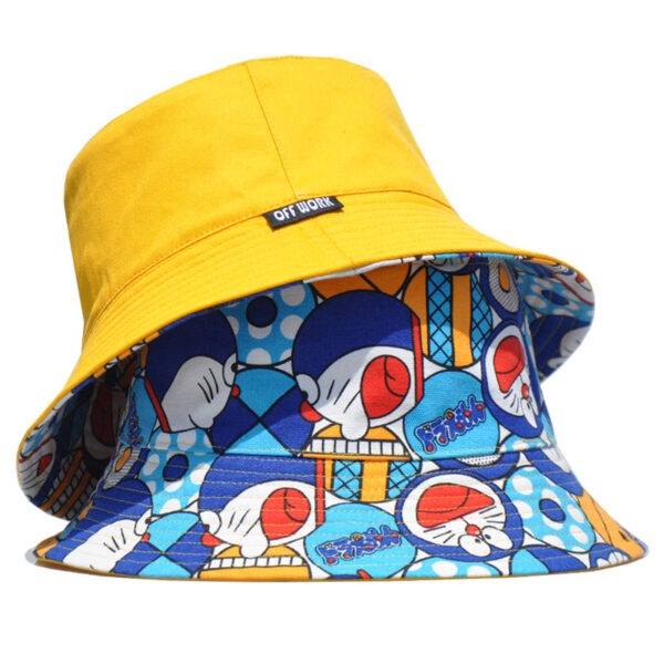 White Doraemon Print Reversible Bucket Hat 26090012_20