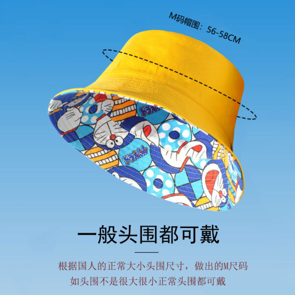 White Doraemon Print Reversible Bucket Hat 26090012_26