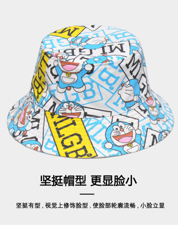 White Doraemon Print Reversible Bucket Hat 26090012_27