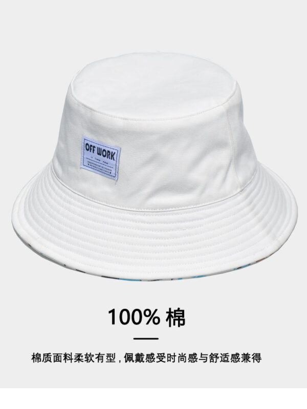 White Doraemon Print Reversible Bucket Hat 26090012_3