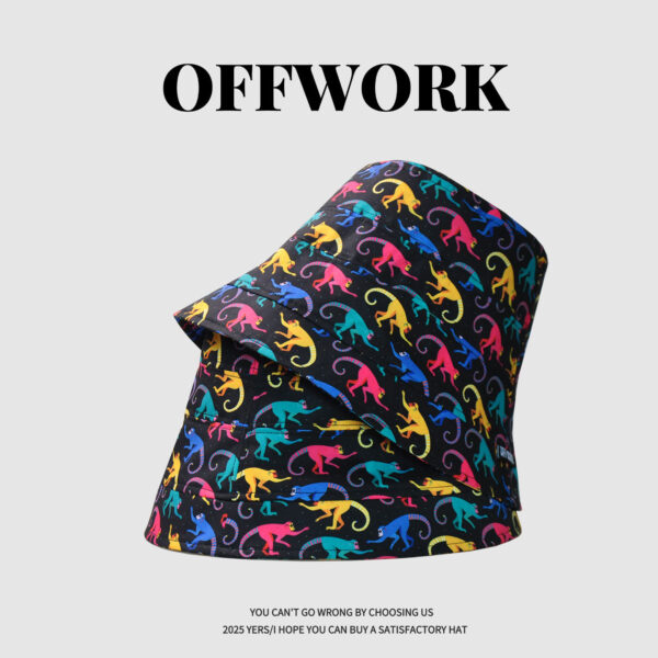 26090016_1 Colorful Monkey Wide-Brim Bucket Hat