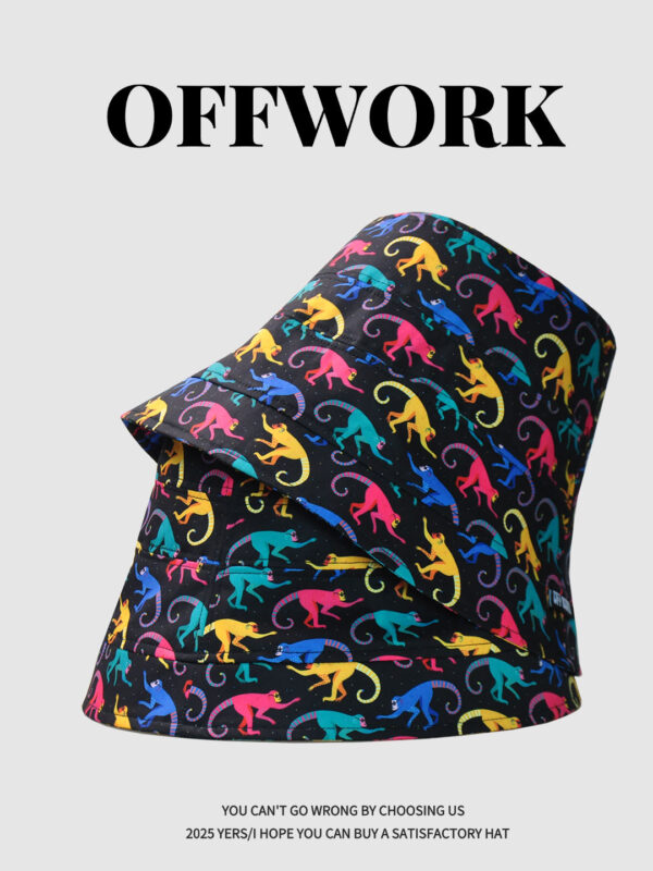 Colorful Monkey Wide-Brim Bucket Hat