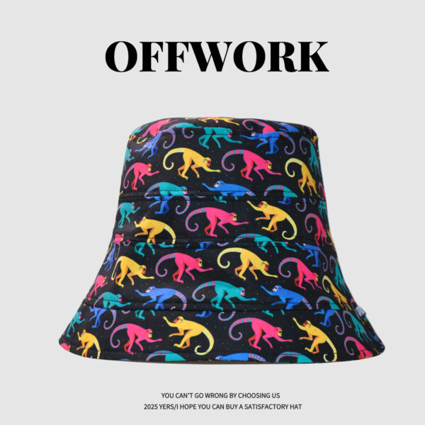 26090016_23 Colorful Monkey Wide-Brim Bucket Hat 26090016_23