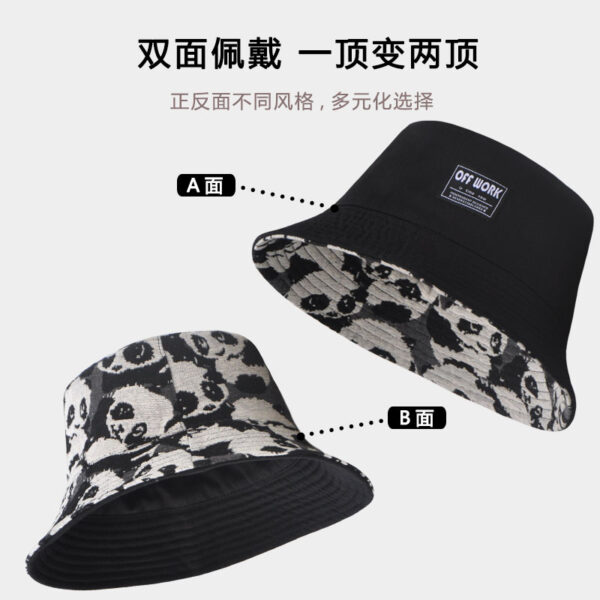 26090019_11 Black Linen-Blend Panda Reversible Bucket Hat 26090019_11
