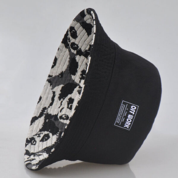 26090019_12 Black Linen-Blend Panda Reversible Bucket Hat 26090019_12