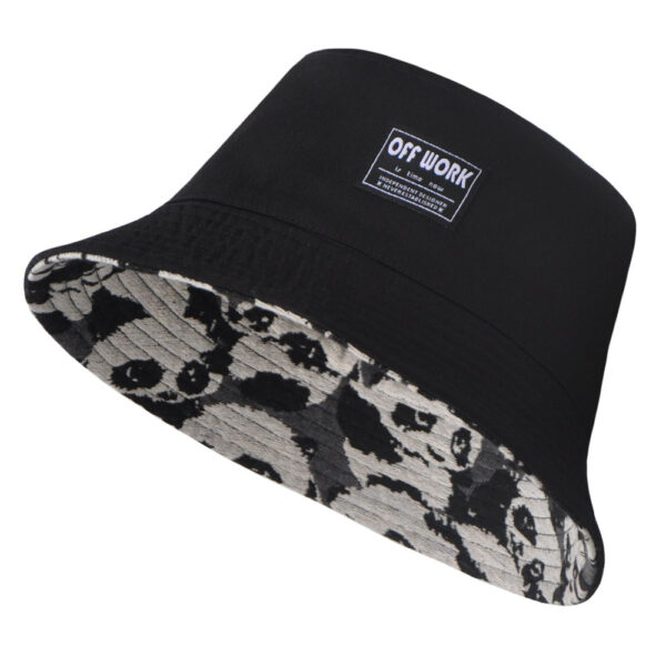 26090019_13 Black Linen-Blend Panda Reversible Bucket Hat 26090019_13