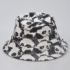 26090019_14 Black Linen-Blend Panda Reversible Bucket Hat 26090019_14