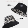 26090019_15 Black Linen-Blend Panda Reversible Bucket Hat 26090019_15