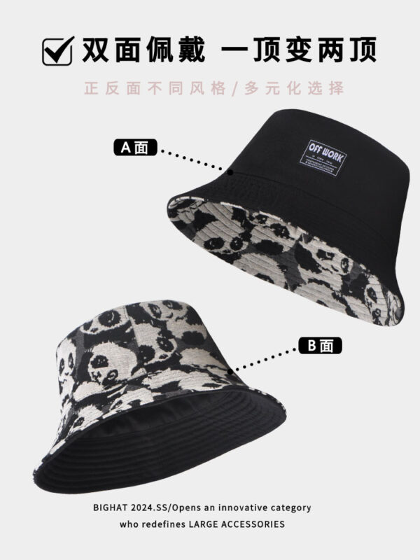 26090019_15 Black Linen-Blend Panda Reversible Bucket Hat 26090019_15
