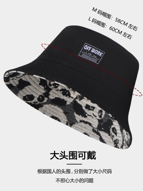 26090019_17 Black Linen-Blend Panda Reversible Bucket Hat 26090019_17