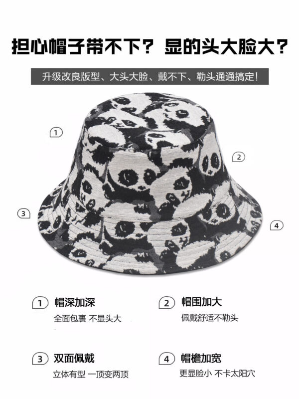 26090019_2 Black Linen-Blend Panda Reversible Bucket Hat 26090019_2
