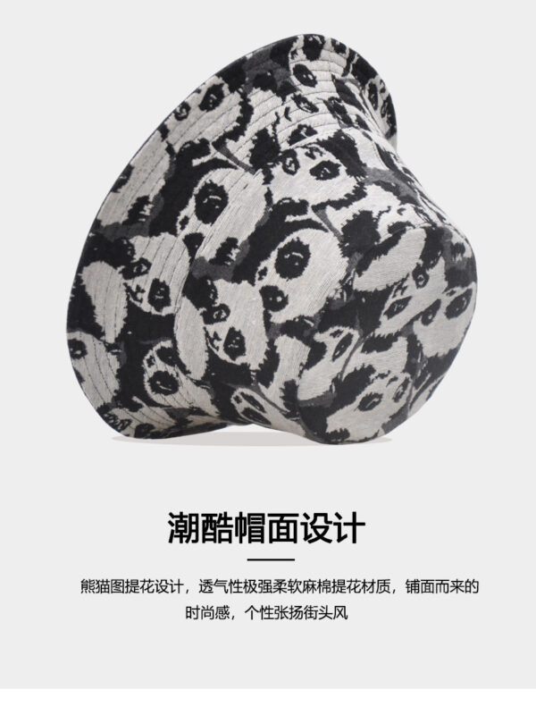 26090019_20 Black Linen-Blend Panda Reversible Bucket Hat 26090019_20