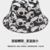 26090019_21 Black Linen-Blend Panda Reversible Bucket Hat 26090019_21