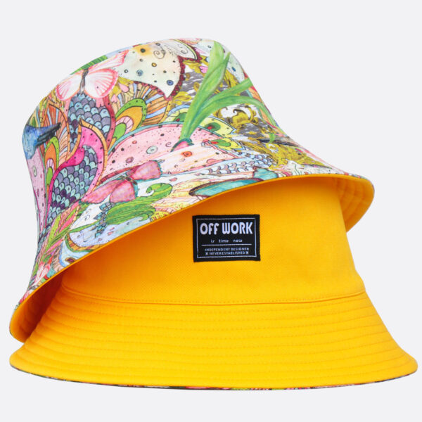 26090025_1 Yellow Forest Bird Reversible Bucket Hat