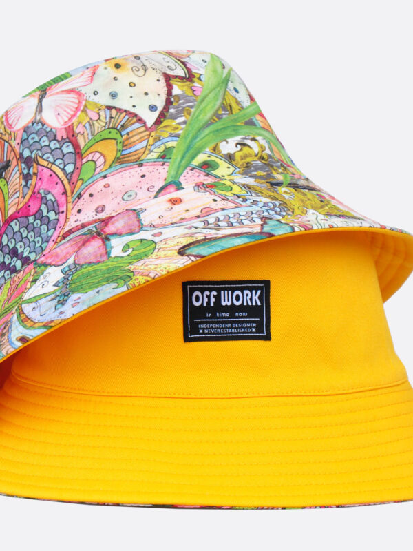 Yellow Forest Bird Reversible Bucket Hat