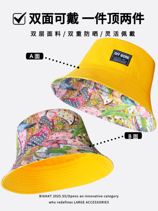 26090025_11 Yellow Forest Bird Reversible Bucket Hat 26090025_11