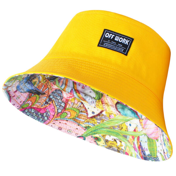 26090025_13 Yellow Forest Bird Reversible Bucket Hat 26090025_13