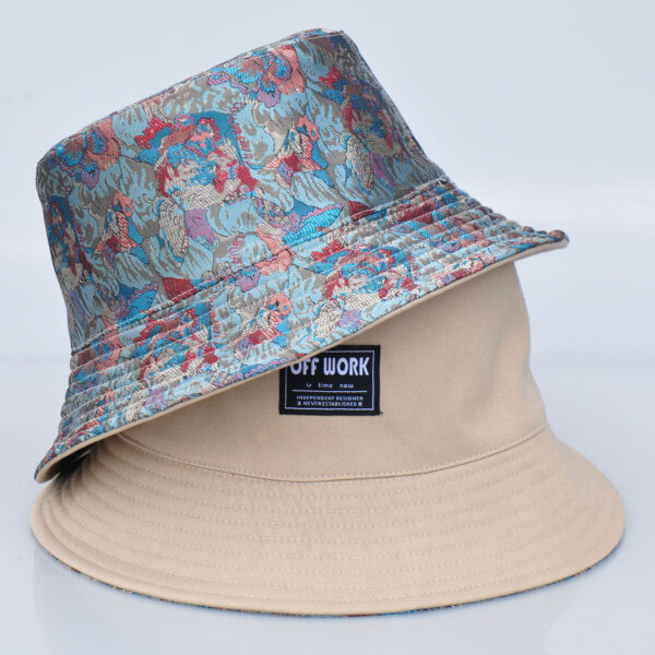 26090027_1 Khaki Butterfly Jacquard Reversible Bucket Hat
