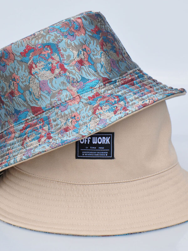 Khaki Butterfly Jacquard Reversible Bucket Hat