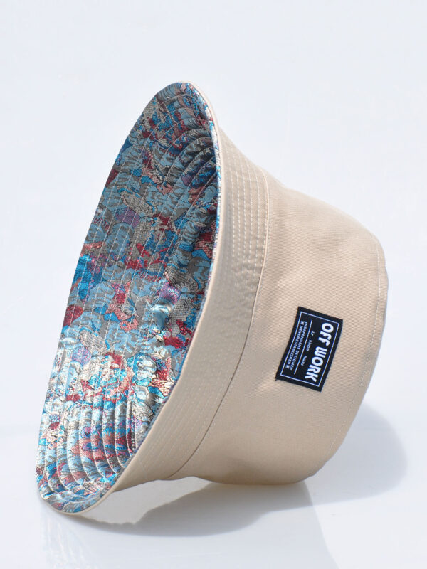 26090027_11 Khaki Butterfly Jacquard Reversible Bucket Hat 26090027_11