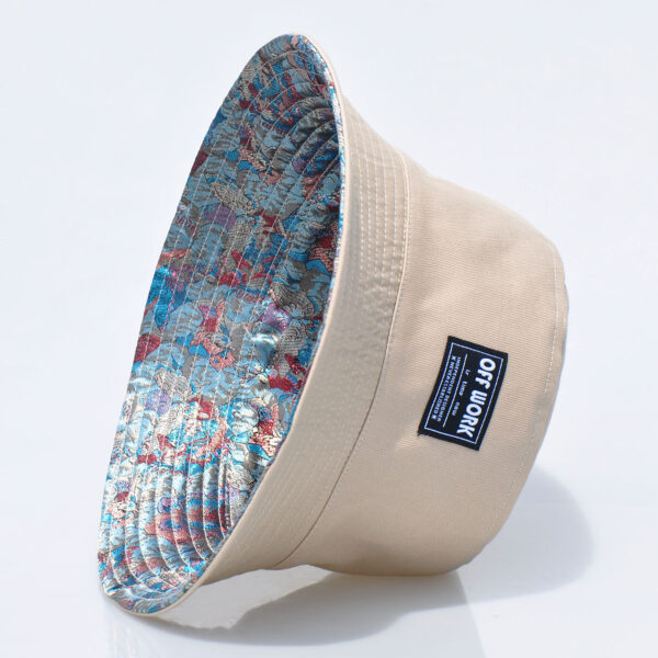 26090027_6 Khaki Butterfly Jacquard Reversible Bucket Hat 26090027_6