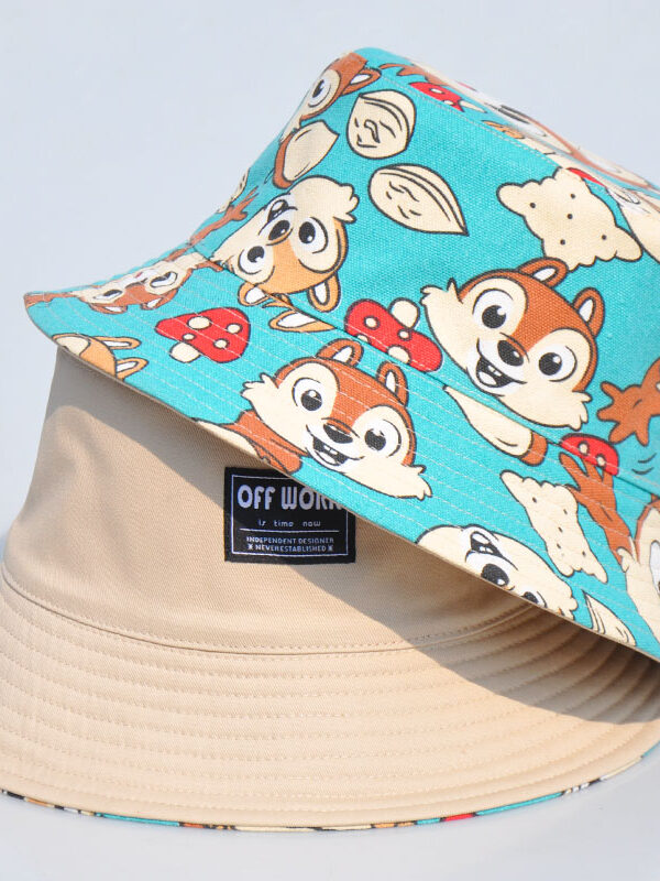Khaki Squirrel Reversible Bucket Hat