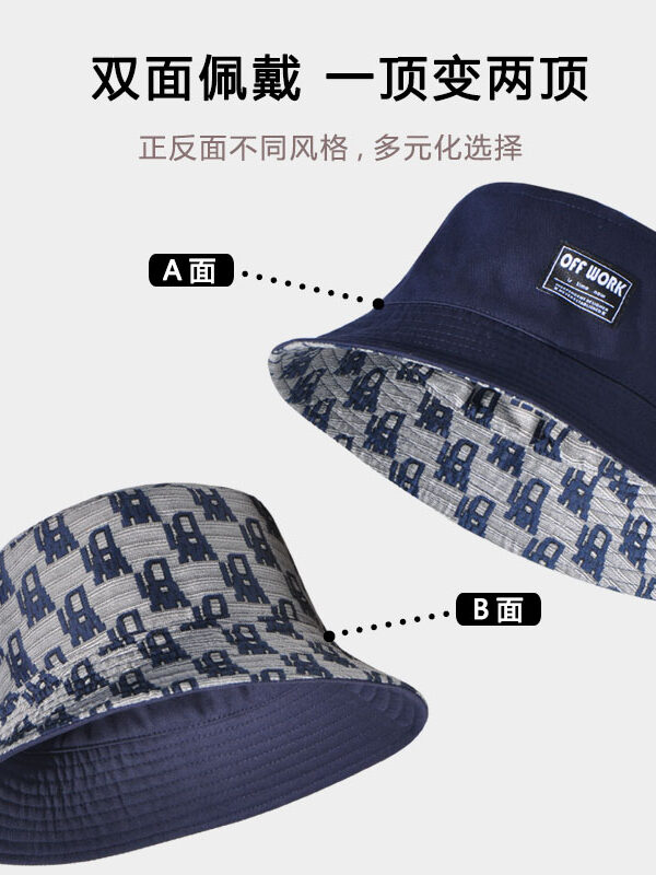 Navy Letter Reversible Bucket Hat