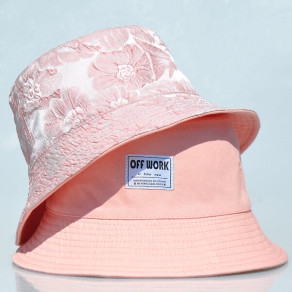 26090062_1 Pink Crushed-Pleat Reversible Bucket Hat