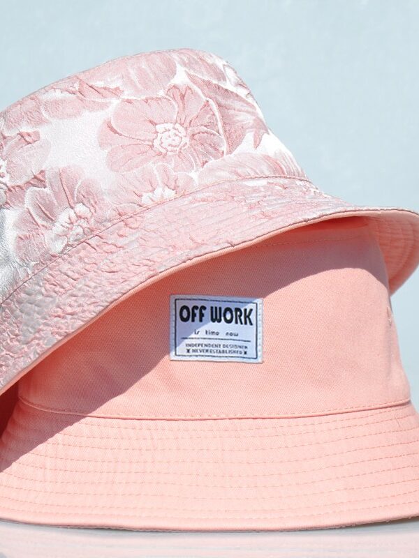 Pink Crushed-Pleat Reversible Bucket Hat