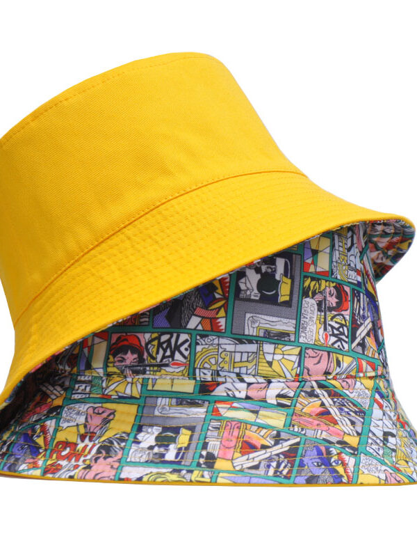 Yellow Cartoon Reversible Bucket Hat (Two-Way)
