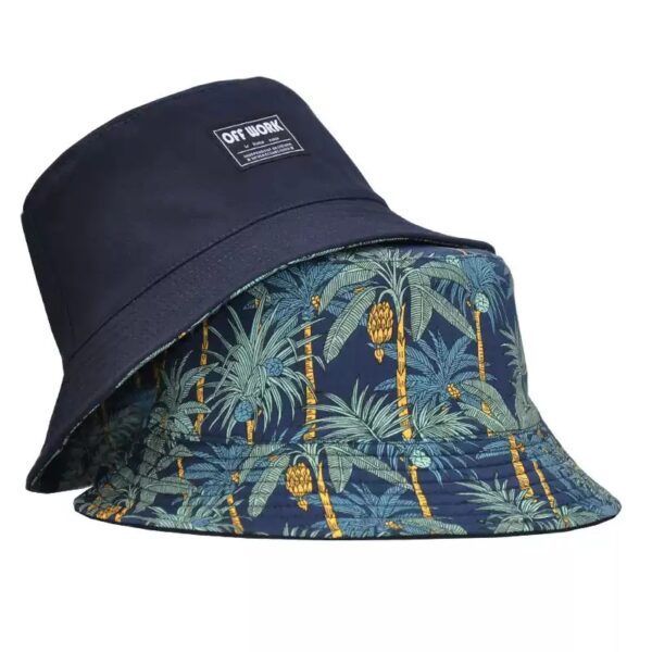 Palm Tree Reversible Bucket Hat (Navy)