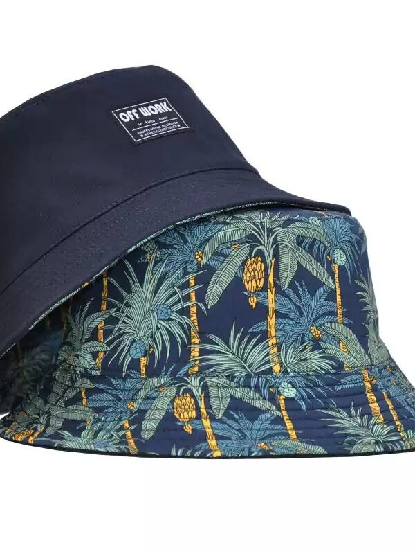 Palm Tree Reversible Bucket Hat (Navy)